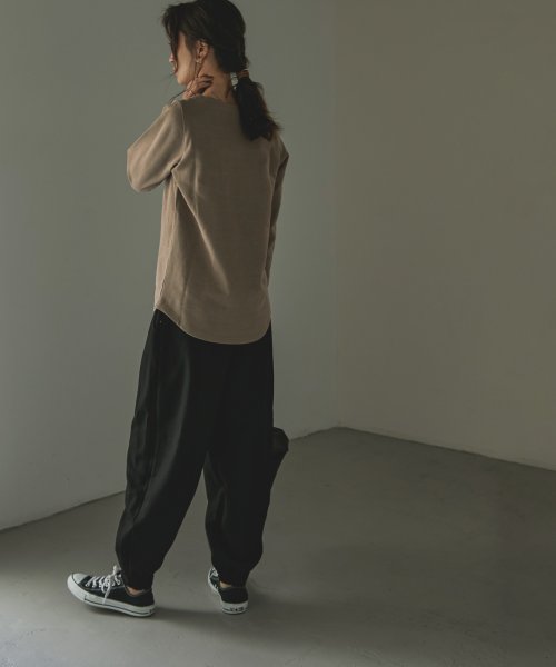 Fashion Letter(ファッションレター)/[M－4L]Vネック 裏毛 スウェット トレーナー レディース カットソー トップス 長袖 綿100% コットン パーカー プルオーバー レイヤード 重ね着 ゆ/img15