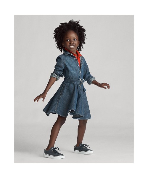 (ガールズ 2才～6才)ベルテッド コットン デニム シャツドレス 