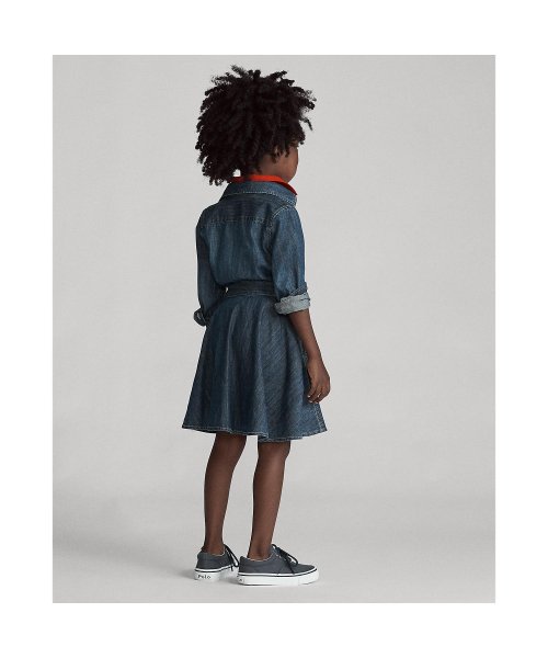 (ガールズ 2才～6才)ベルテッド コットン デニム シャツドレス 