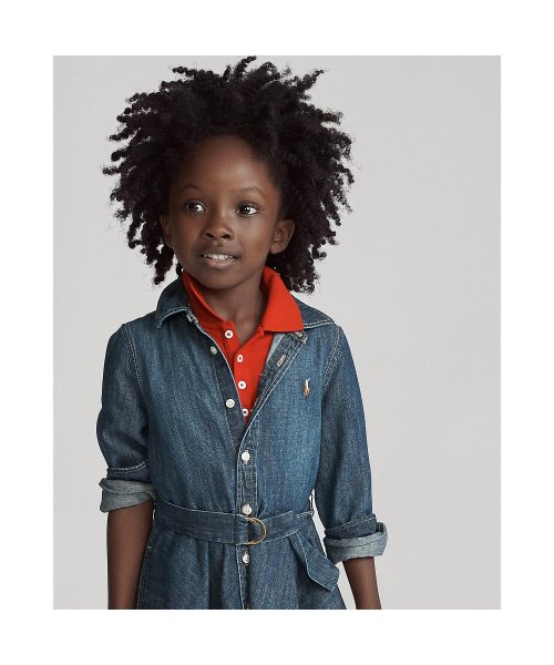 (ガールズ 2才～6才)ベルテッド コットン デニム シャツドレス 
