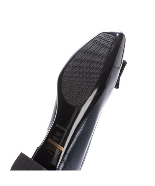 【3E】ローヒールスクエアパンプス 3E 本革