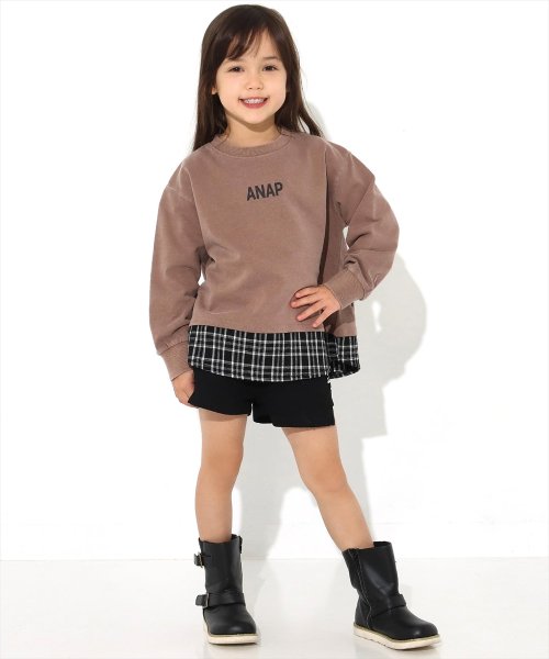 ANAP KIDS(アナップキッズ)/チェックシャツレイヤード風トレーナー/img10