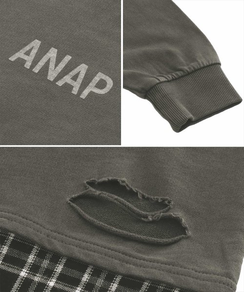 ANAP KIDS(アナップキッズ)/チェックシャツレイヤード風トレーナー/img16