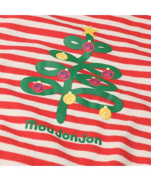 moujonjon(ムージョンジョン)/【子供服】 moujonjon (ムージョンジョン) クリスマスボーダーTオール・ロンパース 70cm，80cm M27850/img04