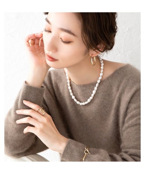 コーデの主役に 淡水パールのマンテルネックレス クリームドット Cream Dot Magaseek