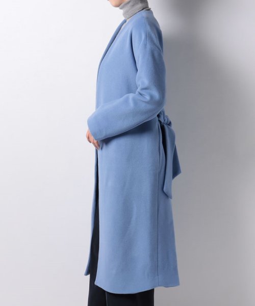 ノーカラーロングコート 