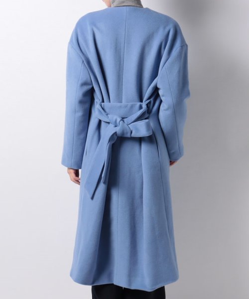 ノーカラーロングコート 