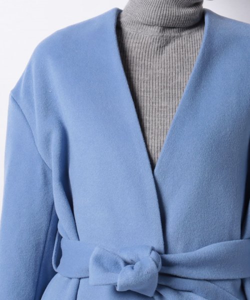 ノーカラーロングコート 