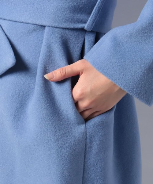 ノーカラーロングコート 