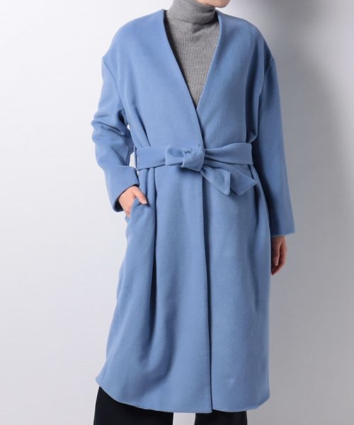 ノーカラーロングコート 