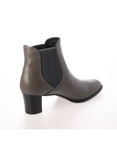 【3E】サイドゴアチャンキーヒールショートブーツ 5cm