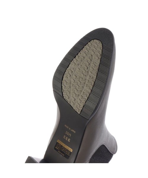 【3E】サイドゴアチャンキーヒールショートブーツ 5cm