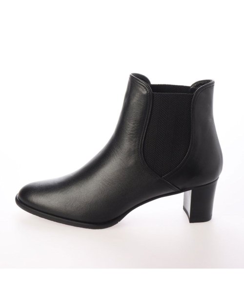 【3E】サイドゴアチャンキーヒールショートブーツ 5cm