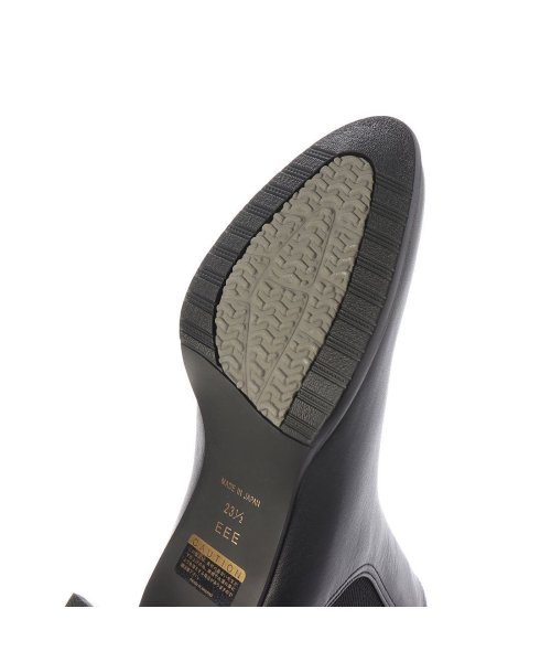 【3E】サイドゴアチャンキーヒールショートブーツ 5cm