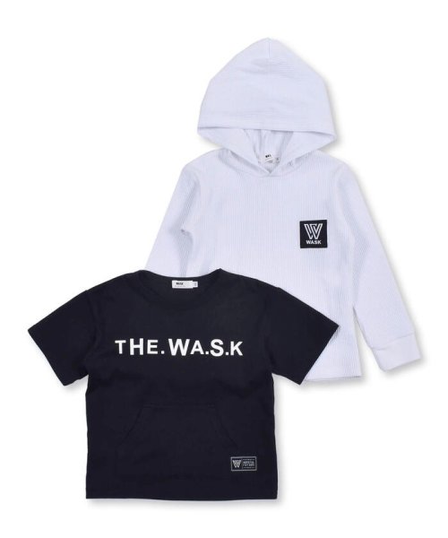 WASK(ワスク)/カンガルーポケット 天竺 Tシャツ + フーディー ワッフル Tシャツ セット /img04