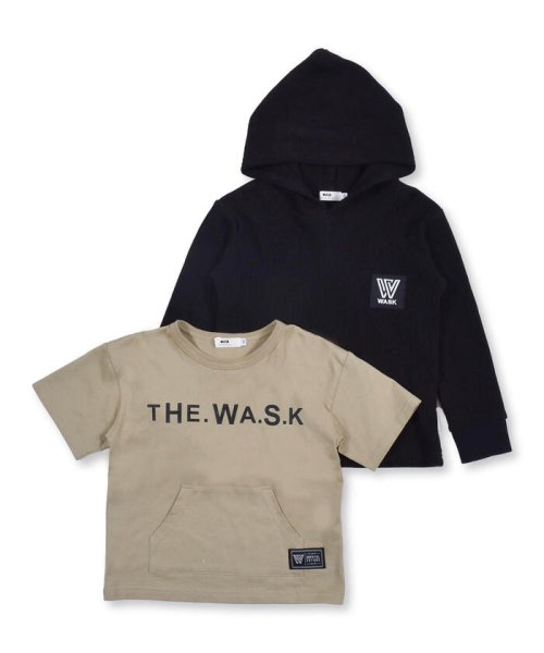 WASK(ワスク)/カンガルーポケット 天竺 Tシャツ + フーディー ワッフル Tシャツ セット /img13