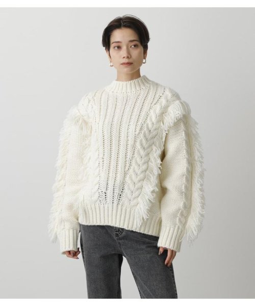 AZUL by moussy(アズールバイマウジー)/FRINGE CABLE KNIT TOPS/img04