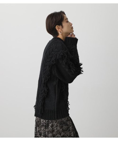 AZUL by moussy(アズールバイマウジー)/FRINGE CABLE KNIT TOPS/img10