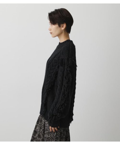 AZUL by moussy(アズールバイマウジー)/FRINGE CABLE KNIT TOPS/img14
