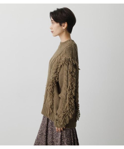 AZUL by moussy(アズールバイマウジー)/FRINGE CABLE KNIT TOPS/img23