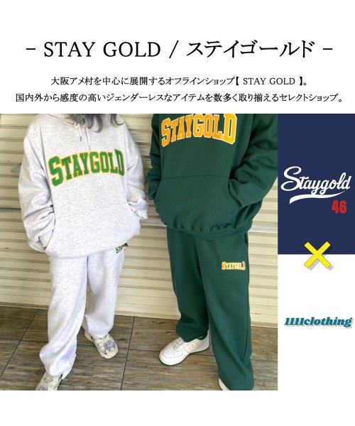 1111clothing(ワンフォークロージング)/パンツ メンズ スウェットパンツ レディース 裏起毛 綿100%◆STAY GOLD スウェットパンツ◆ワイドパンツ スウェット ストレートパンツ スエット ボ/img02