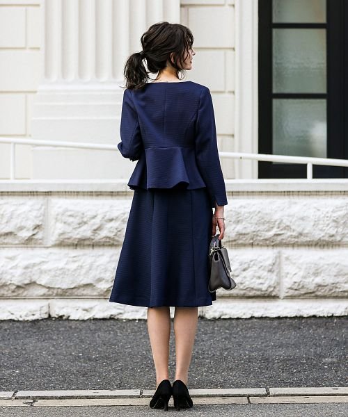 セレモニースーツ レディース 2点セット ノーカラー ワンピース 大きい  