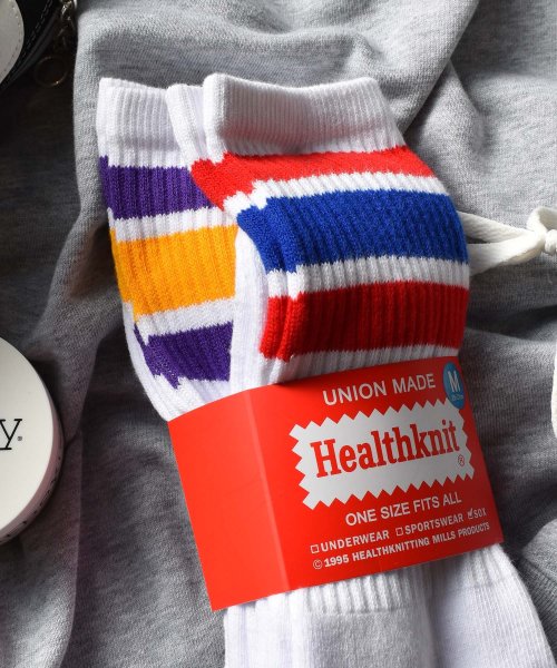 healthknit(ヘルスニット)/【Healthknit / ヘルスニット】「2足セット」2P デザイン ロング ハイ ソックス 靴下 SPORTSWEAR LONG SOCKS/img04