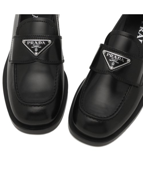 【セール】プラダ ローファー 靴 モカシン トライアングルロゴ ブラック レディース PRADA 1D238M 055 020 F0002