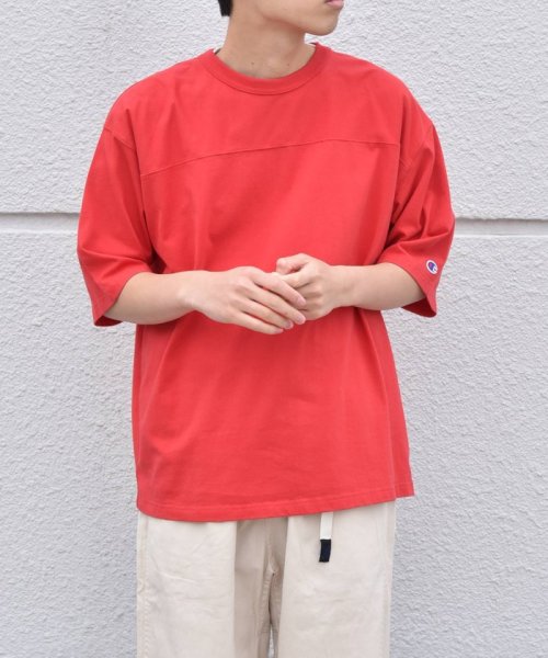 SHIPS any MEN(シップス　エニィ　メン)/【SHIPS any別注】Champion: COTTON USA オーバーサイズ フットボール 五分袖 Tシャツ/img18