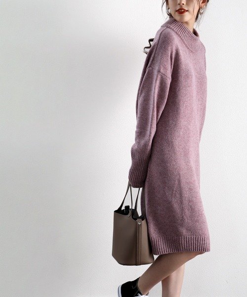 セール ハイネック無地ロング丈ニットワンピース 長袖 クラシカルエルフ Classical Elf Magaseek
