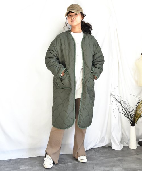 ARGO TOKYO(アルゴトウキョウ)/Corduroy piping quilting boa coat 21030　コーデユロイパイピングボアコート　ボアコート　コート　中ボアコート　ノーカラーコ/img15