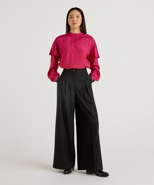 BENETTON (women)(ベネトン（レディース）)/1タックセンタープレスハイウエストワイドパンツ/img02