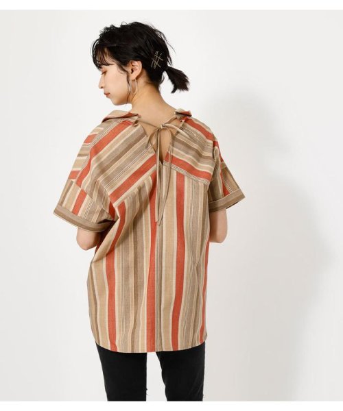 AZUL by moussy(アズールバイマウジー)/AFRICAN STRIPE LOOSE SHIRT/img17