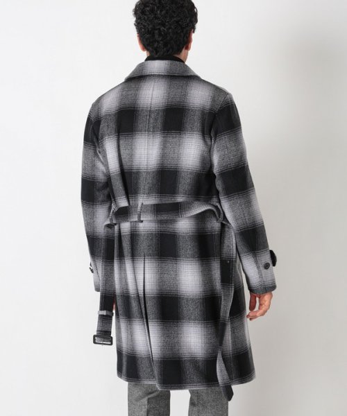 Men's Bigi(メンズビギ)/オンブレチェックベルテッドコート fabric made in japan/img04