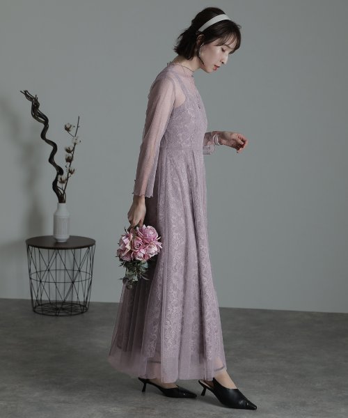 PourVous(プールヴー)/バックリボン総レースワンピース 結婚式 パーティードレス/img14