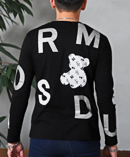 LUXSTYLE(ラグスタイル)/RUMSODA(ラムソーダ)パネルベアプリントクルーネックロンT/ロンT メンズ 長袖Tシャツ テディベア ビッグロゴ プリント/img01