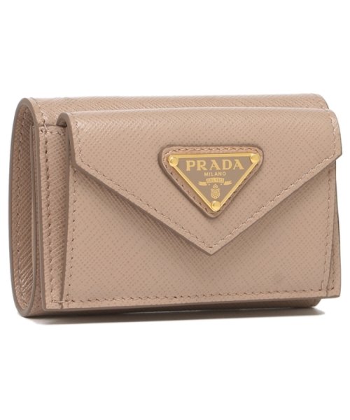 PRADA(プラダ)/プラダ 三つ折り財布 レディース サフィアーノ トリアンゴロ ミニ財布 PRADA 1MH021 QHH  F0236 ベージュ/img02