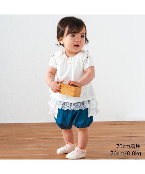 人気激安) キッズズー ショートパンツ 90センチ kid´s zoo (キッズズー) リボン付き無地ブルマパンツ ベビー 女の子 ギフト プレゼント 出産祝い 70cm 80cm 90cm W77100