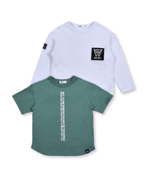WASK(ワスク)/W ワッペン 長袖 + ロゴ 半袖 Tシャツ セット (100~160cm)/img09