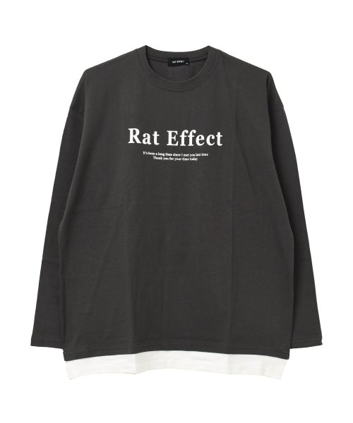 RAT EFFECT(ラット エフェクト)/裾レイヤードロゴプリントロングTシャツ/img11