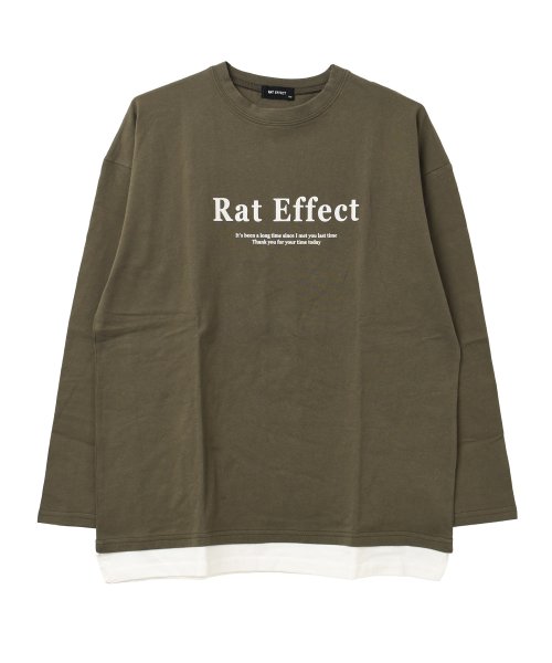 RAT EFFECT(ラット エフェクト)/裾レイヤードロゴプリントロングTシャツ/img12