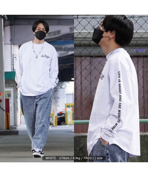 1111clothing(ワンフォークロージング)/ロンt メンズ tシャツ 長袖 レディース ビッグシルエット 綿100%◆ヘビーウェイト 刺繍 & 袖ロゴ 長袖Tシャツ◆オーバーサイズ トップス クルーネック/img06