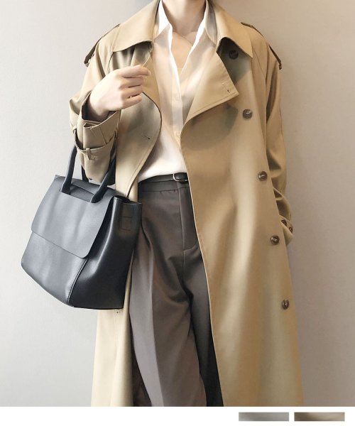 ARGO TOKYO(アルゴトウキョウ)/Thick trench coat　21020　とろみトレンチコート　トレンチ　コート　春物先行　プリングコート ロングコート/img01