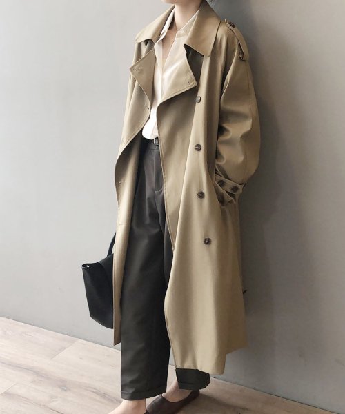 ARGO TOKYO(アルゴトウキョウ)/Thick trench coat　21020　とろみトレンチコート　トレンチ　コート　春物先行　プリングコート ロングコート/img03
