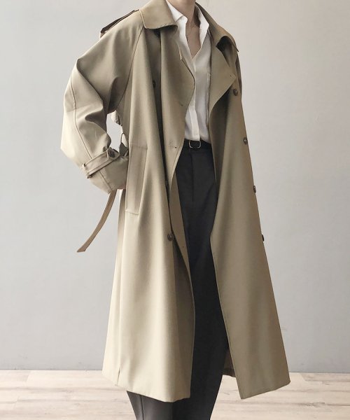 ARGO TOKYO(アルゴトウキョウ)/Thick trench coat　21020　とろみトレンチコート　トレンチ　コート　春物先行　プリングコート ロングコート/img05