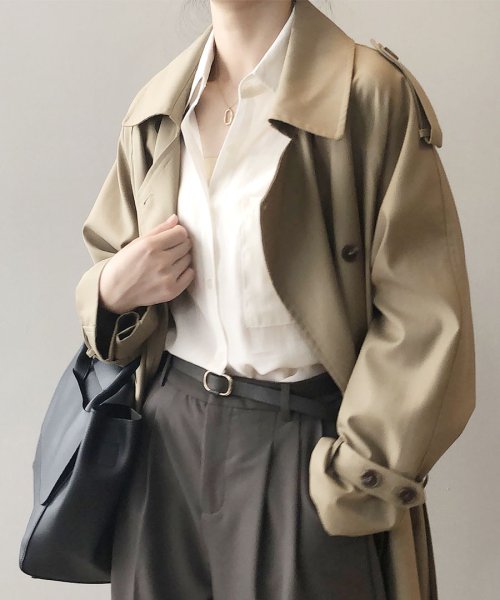 ARGO TOKYO(アルゴトウキョウ)/Thick trench coat　21020　とろみトレンチコート　トレンチ　コート　春物先行　プリングコート ロングコート/img11