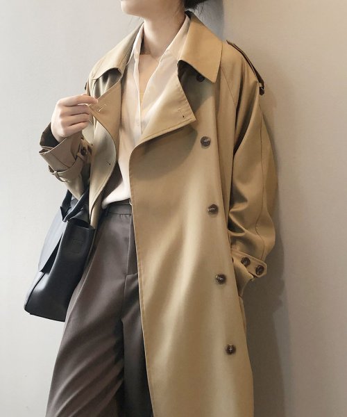 ARGO TOKYO(アルゴトウキョウ)/Thick trench coat　21020　とろみトレンチコート　トレンチ　コート　春物先行　プリングコート ロングコート/img12