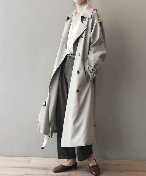 ARGO TOKYO(アルゴトウキョウ)/Thick trench coat　21020　とろみトレンチコート　トレンチ　コート　春物先行　プリングコート ロングコート/img16