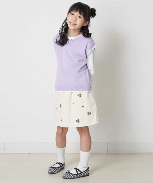 a.v.v(KID'S)(アー・ヴェ・ヴェキッズ)/[140－150]【洗濯機で洗える】Vネックニットベスト&長袖Ｔシャツ2点セット/img14