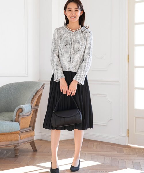 WEB限定】卒業式/入学式/ツイードジャケット＆プリーツワンピース  